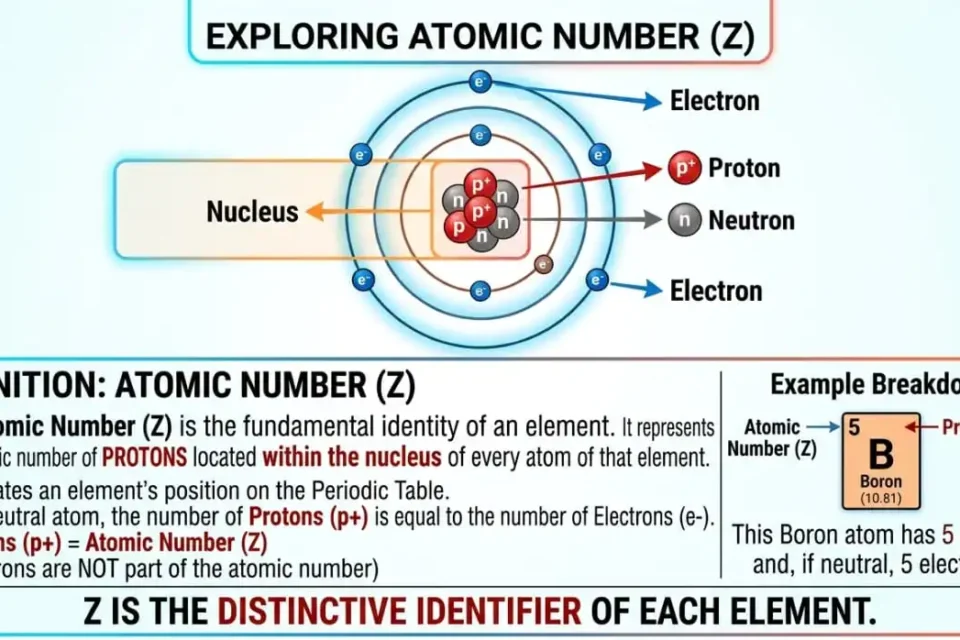 Atomic number showing the number of protons in an atom