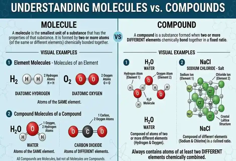 Molecule and Compound – Structure, Examples and Differences